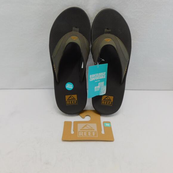 Reef Brown Fanning Men Flip Flops Size 10 with Bottle Opener New - Picture 3 of 12